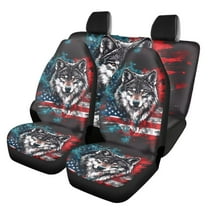 Pzuqiu Wolf Red Automotive Seat Covers Lightweight Car Seat Covers Full Set Front and Rear Seat Cover Set Elegance Easy to Install Car Seat Cushion Universal Fit Most Sedans