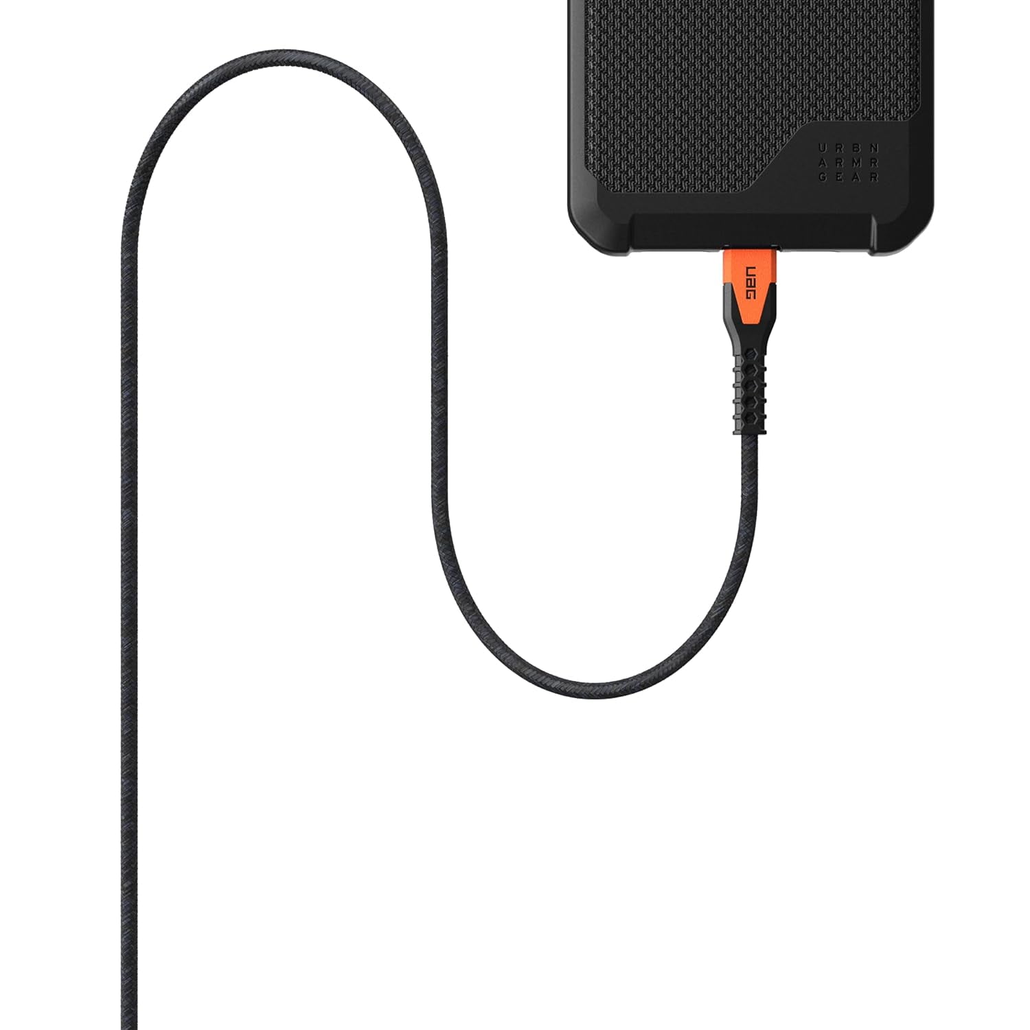 UAG Rugged Kelvar Core USB-C to USB-C Cable 5ft/1.5m 60W Power Delivery PD Reinforced Fast Charging Cable for iPhone 17/16/15, MacBook, iPad Pro, Samsung Galaxy S25/S24/S23, Black/Orange