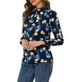 thumbnail image 4 of Allegra K Women's Floral Mock Neck Long Sleeve Blouse Top, 4 of 6
