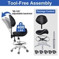 thumbnail image 6 of Ergonomic Rolling Saddle Stool Chair with Wheels Adjustable Swivel Stool with Back and Footrest Heavy Duty for Esthetician, Artist, Dental, Medical, Spa, Salon, Cutting, Home Office, 6 of 9