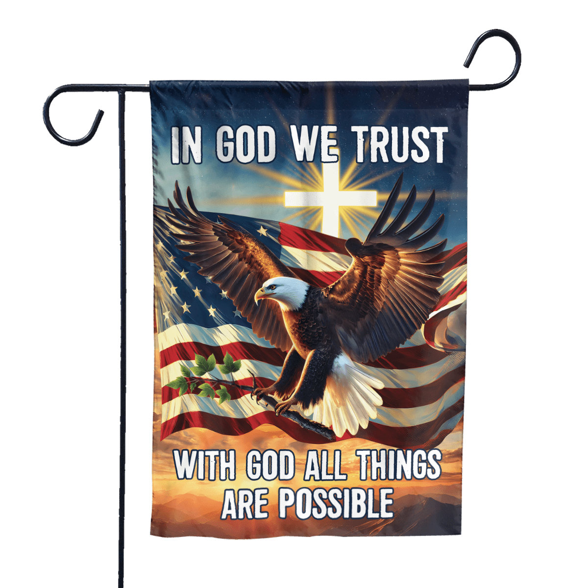 Lotusprinthandmade Christian God Eagle America 100% Polyester Garden Flag 12x18 inches, religious-themed outdoor flag