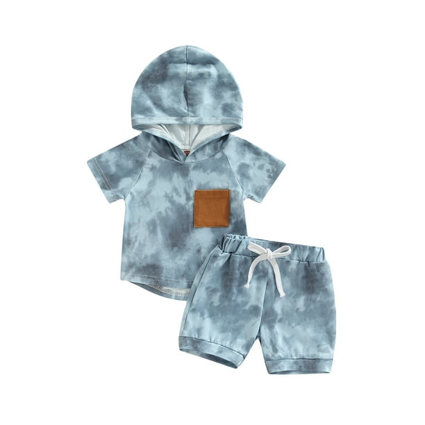 Petit Bebe Baby / Toddler Boys Blue Corduroy Button On Shorts Outfit main image 0