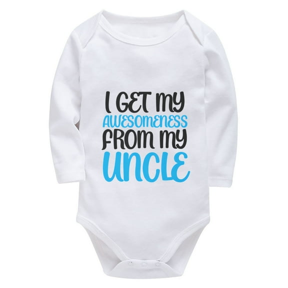 I Get My Awesomeness From My Uncle Rompers for Boys Long Sleeve Plain Baby Onesie White 0-3 Month Baby Boy Clothes