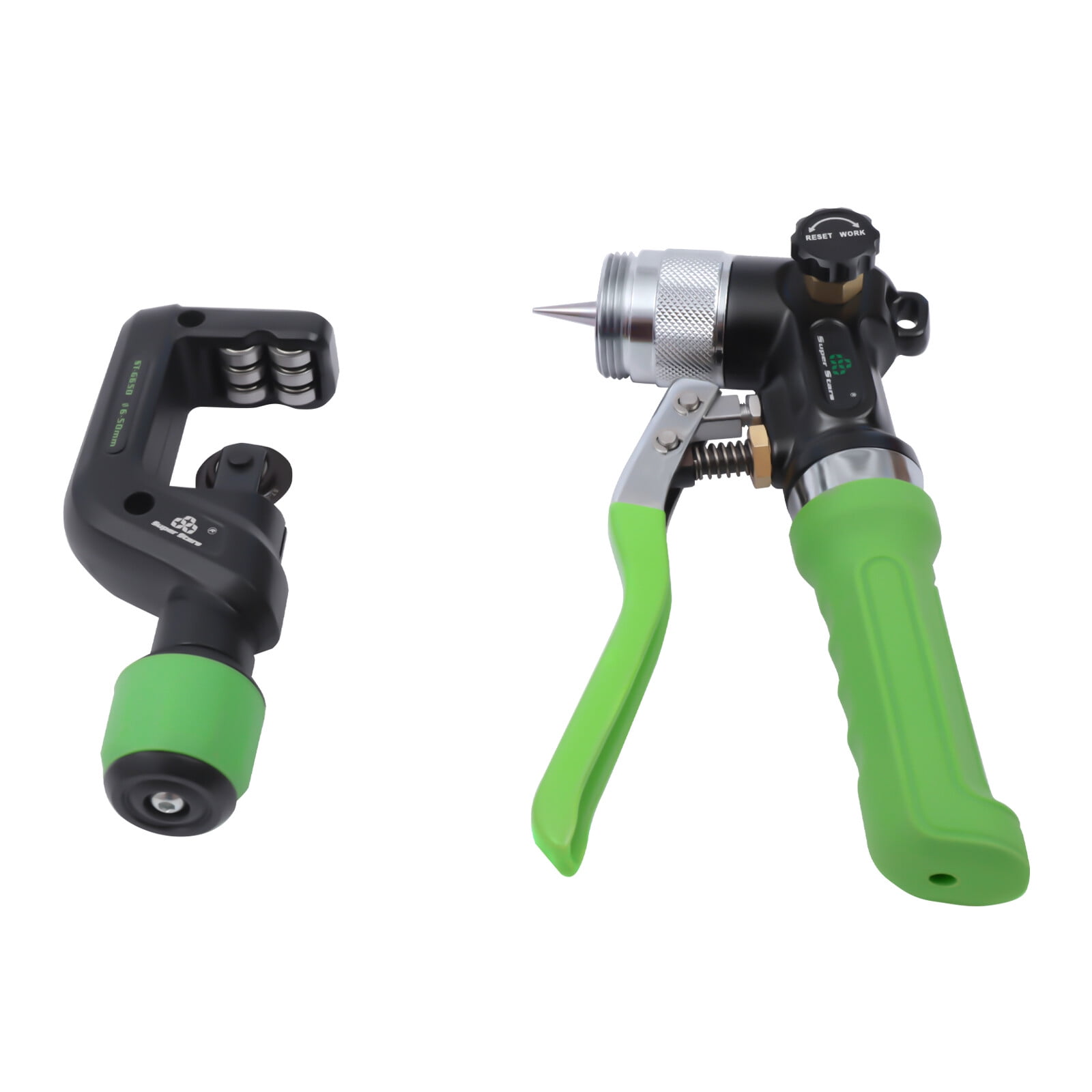 Hydraulic Tube Expander 3/16''-1 1/4'' Tubing Expander HVAC Swaging Tool Kit for 3/8 1/2 5/8 3/4 7/8 1 1-1/8 In Compact Swaging Tool HVAC Tool W/Pipe Cutter Deburring Tool for Copper Aluminu
