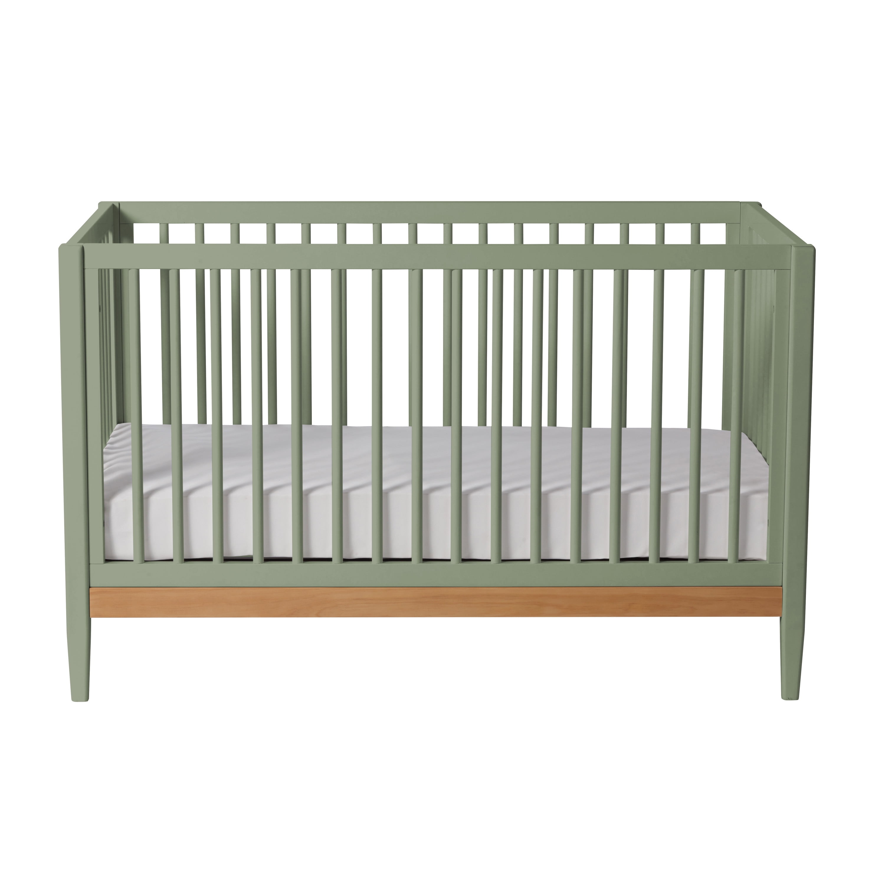 Little Seeds Clover 4-in-1 Convertible Baby Crib, Grove Green/Natural