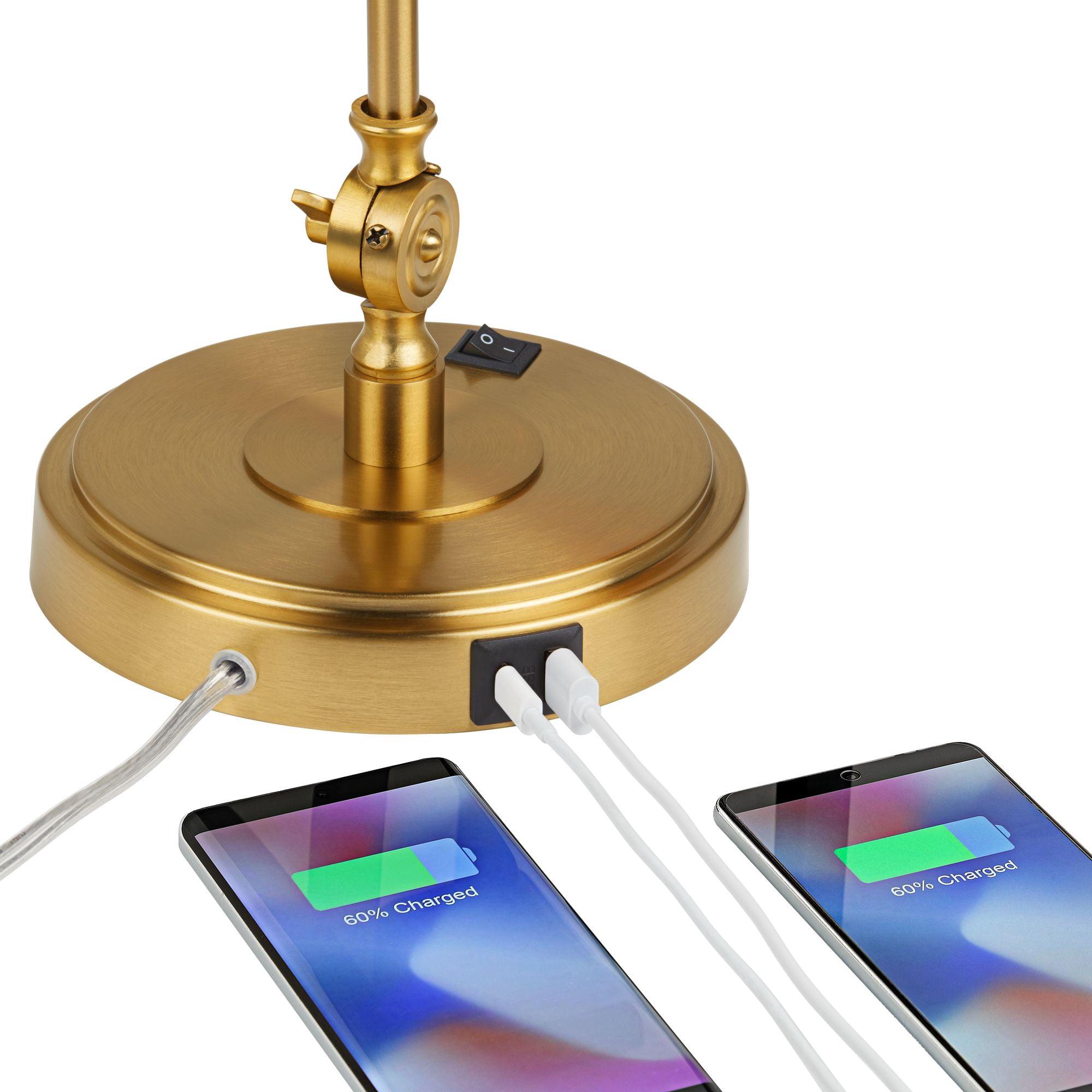 360 Lighting Wray Modern Desk Lamp 26 3/4" High Warm Brass Metal with USB Charging Port Adjustable Arm Head for Bedroom Living Room Bedside House Home