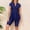 Blue, variant on Naittoop Womens Two Pieces Modest Swimwear Solid Color Bathing Suit Short Sleeve Zip Rash Guard Shirt with Swim Pants