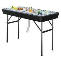 Ktaxon 4Ft Ice Cooler Table, Foldable Party Ice Table with Removable Skirt & Drain, Use for Picnic Party Weedding, Black