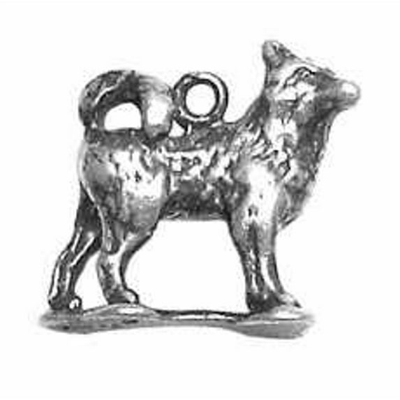 Sterling Silver 24" Unisex 1.5mm Box Chain 3D Husky Dog Pendant Necklace