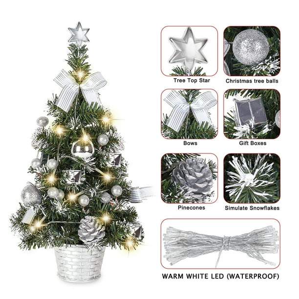 17.7inch PreLit Mini Christmas Tree, Artificial Small Christmas Tree