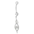 thumbnail image 5 of AVORA 10K White Gold Simulated Diamond CZ Dangling Flame Belly Button Ring Body Jewelry (14 Gauge), 5 of 5