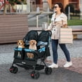 thumbnail image 2 of Gymax Double Pet Stroller w/ 2-seater Carrier Adjustable Sunshade Removable Pad Navy Blue, 2 of 8