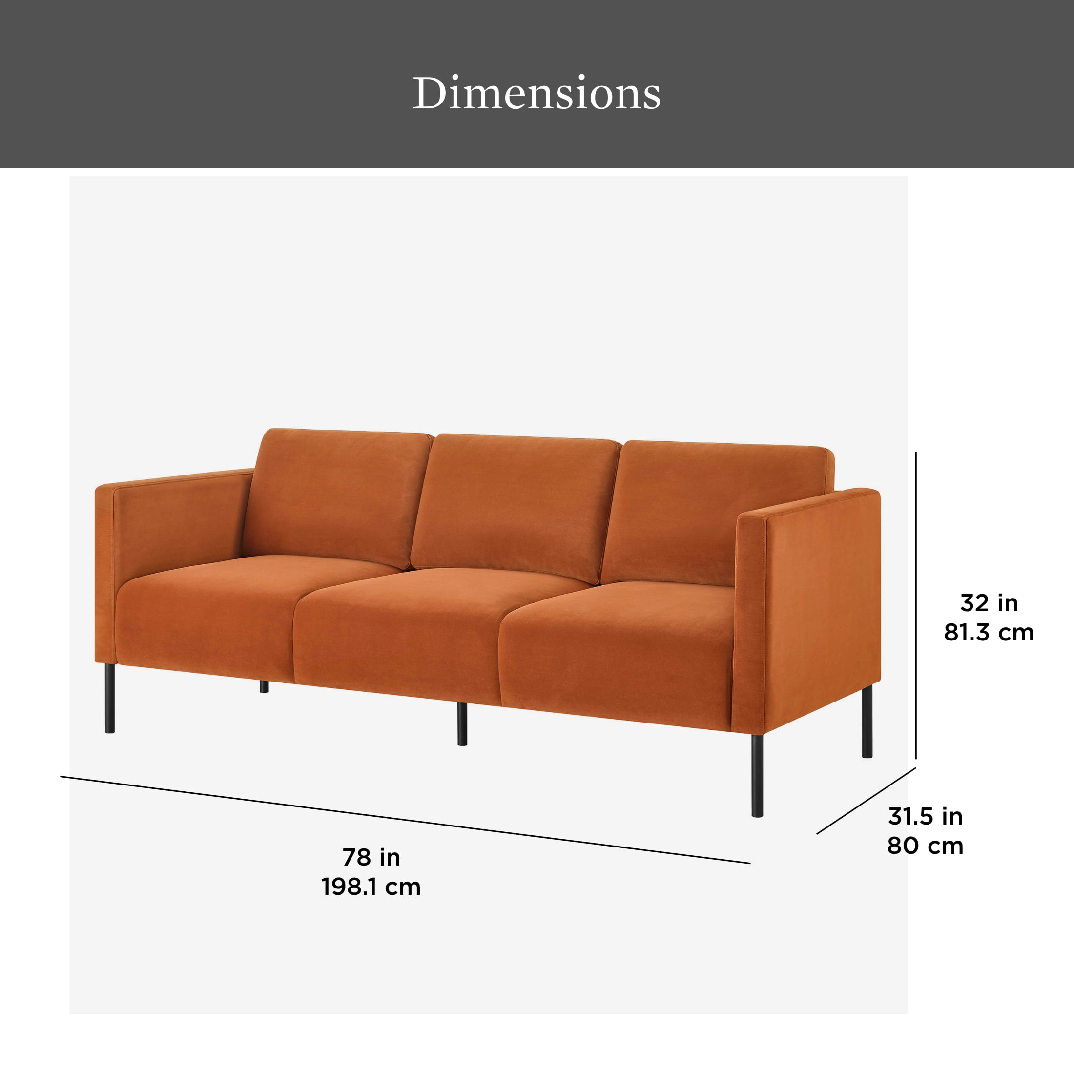 Better Homes & Gardens Wyatt Velvet Sofa, Copper Pipe