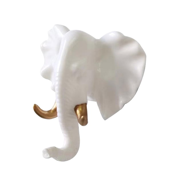 Decoración de pared con cabeza de Animal Advancent gancho para llaves elefante blanco
