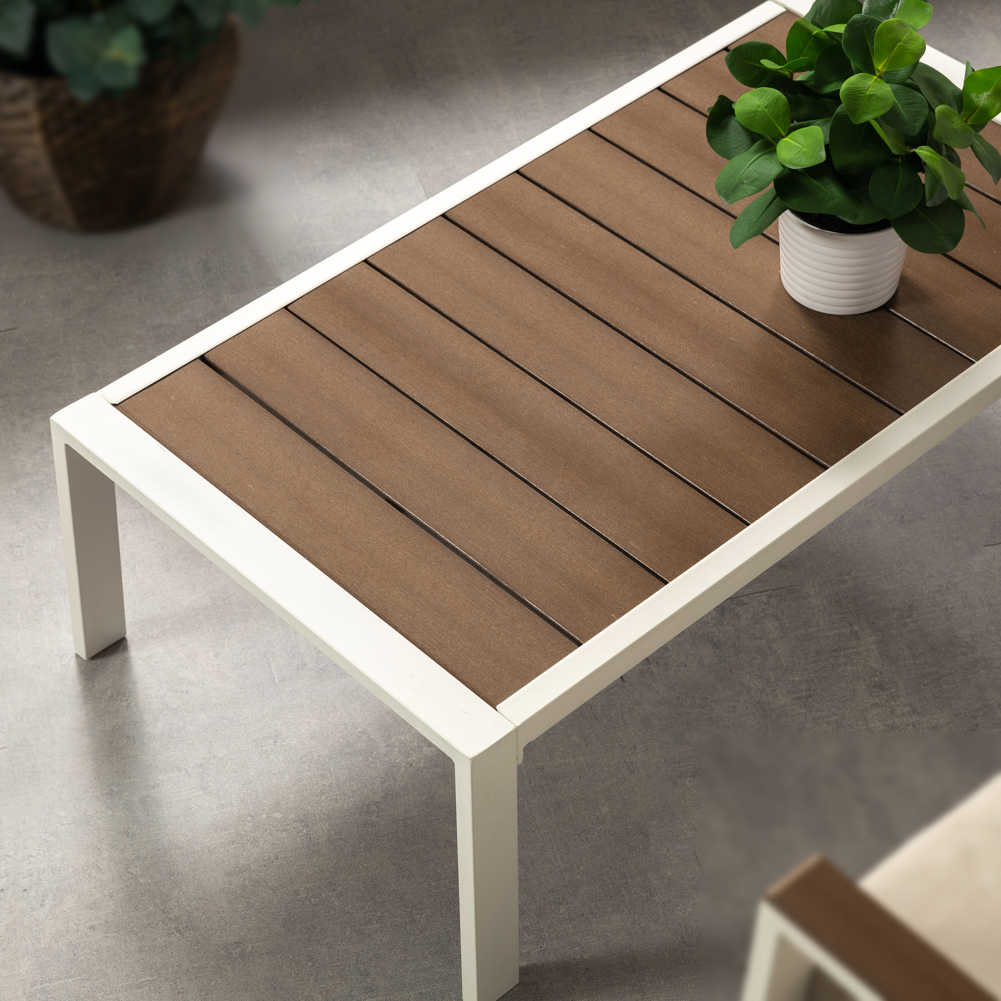 Zinus Dillon Aluminum and Poly Lumber Outdoor 4 Piece Conversation Set, White