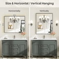 thumbnail image 3 of GODCHAR 40"x 32" Bathroom Vanity Mirror Rectangular Metal Frame French Cleat Mounted Wall Mirror Tempered Glass, 3 of 10
