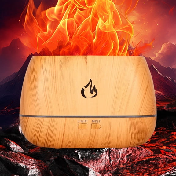 Uandlove Humidifier Large Room Atomizing Humidifier 200ml Small Portable Wood Grain Simulation Oil Humidifying Aromatherapy Machine Brown