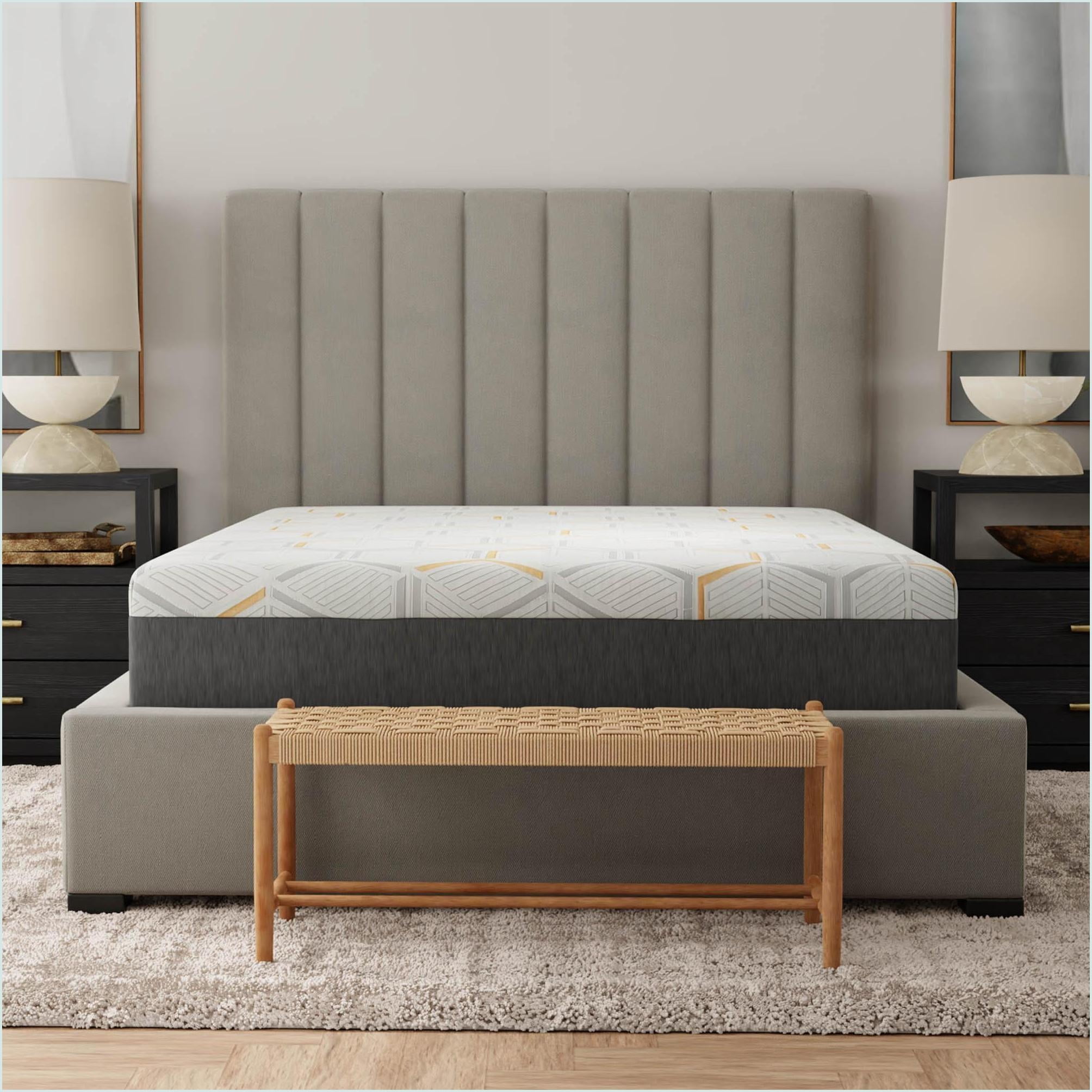 Mattresses 12" Copper Gel Cooling Memory Foam King with Edge Support, Air Grid Base & Washable Cover | Grey | Foam