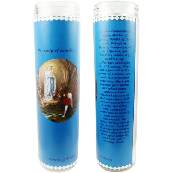 2 Count 8 Inch Blue Unscented Modern Religious Candle Set of 2 Candles