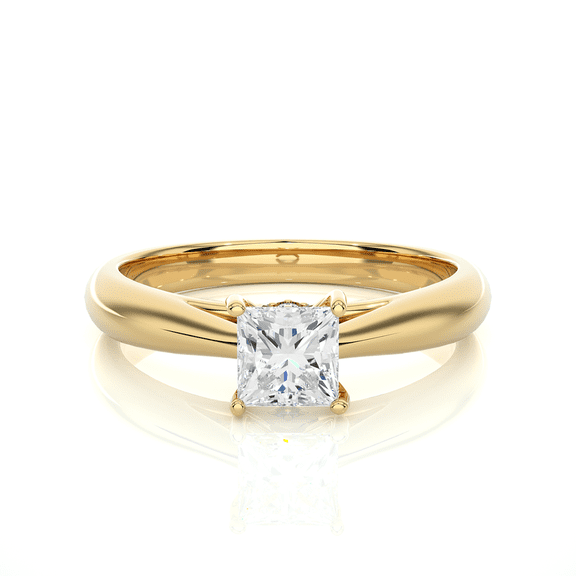 Princess Cut Solitaire Natural Moissanite Engagement Ring in 14K Yellow Gold Plated 925 Sterling Silver Promise Ring for Women