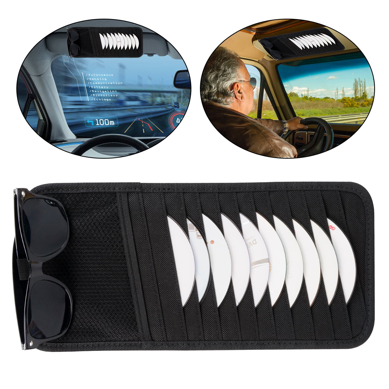 1x Car Sun Visor Tidy Organizer Storage Bag Holder Pocket CD Case Pouch 3 Colors 