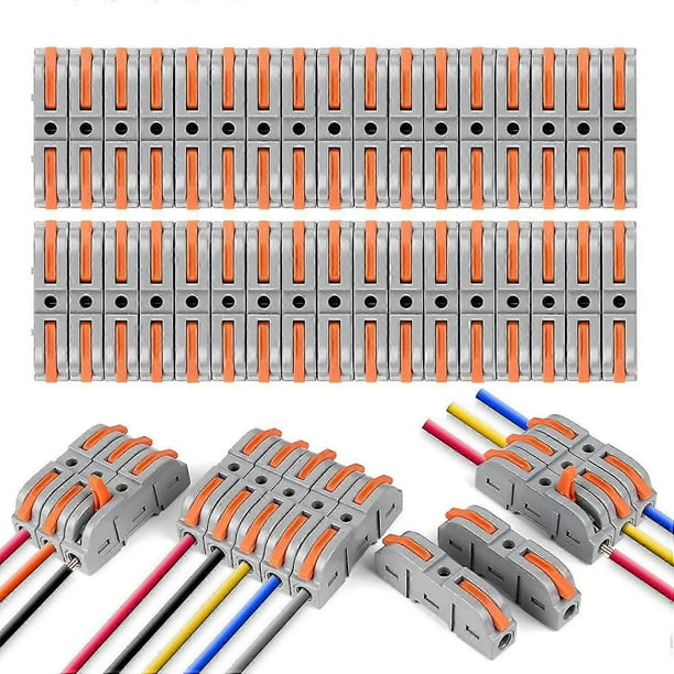 Conectores eléctricos rápidos con palanca, 34 piezas, terminales de conexión rápida de 1 cable y 2 entradas, Quick Electrical Domino, el conector de cable se puede conectar libremente