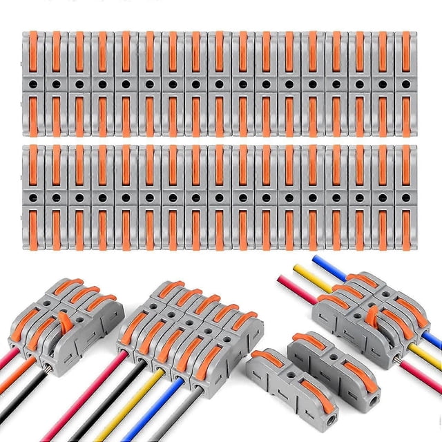 Conectores eléctricos rápidos con palanca, 34 piezas, terminales de conexión rápida de 1 cable y 2 entradas, Quick Electrical Domino, el conector de cable se puede conectar libremente