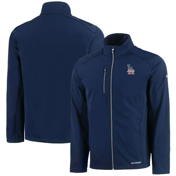 Men's Cutter & Buck  Navy Los Angeles Dodgers Americana Logo Evoke Eco Softshell Recycled Full-Zip Jacket
