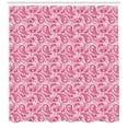 thumbnail image 3 of Hippie Shower Curtain, Abstract and Vintage Leaves Bohemian Oriental Sacred Motif in Pink Shades, Fabric Bathroom Set with Hooks, 69W X 75L Inches Long, Magenta and White, by Ambesonne, 3 of 3