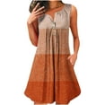 thumbnail image 1 of Dvkptbk Robe d'Été Décontractée pour Femme 2024 à Col Rond, Manches Courtes, à Blocs de Couleur, Robe de Plage Boutonnée, Ourlet Évasé, Fluide, Plissée, T-Shirt, Midi, Courte, 1 of 4