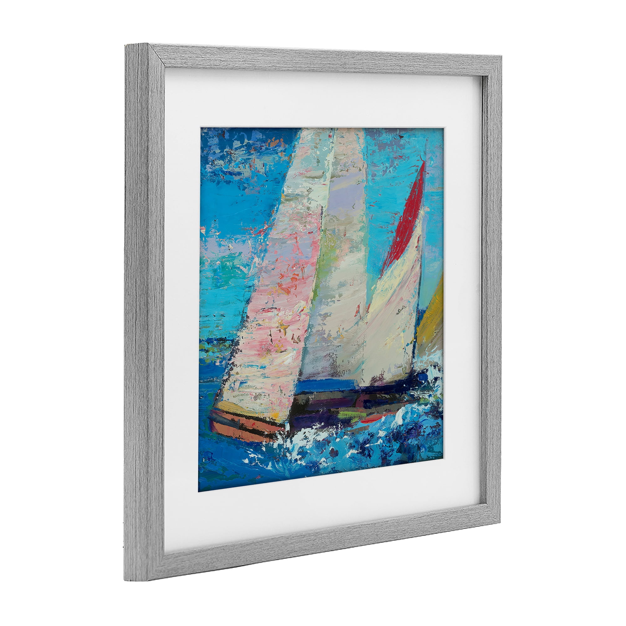 Stupell Industries Expressive Sailboats on Waves Gray Framed Print Under Glass, design by Beth A. Forst