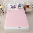 thumbnail image 4 of Castle Fairy Baseball Ice Cream Zipper Full Size Comforter Sets with Fitted Sheet and 2 Pillowcases, Sport Theme Splash Zipper Bedding Set, Pink Blue White,4pcs,Pink Reversible, 4 of 6
