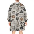 thumbnail image 2 of Wearable Oversized Blanket,Beige Gothic Skull Pumpkin Rose Pattern Wearable Blanket Hoodie for Adults,Cozy Hooded Blankets with Super Pockets,Super Warm Fuzzy Pullover for Women & Men, 2 of 6