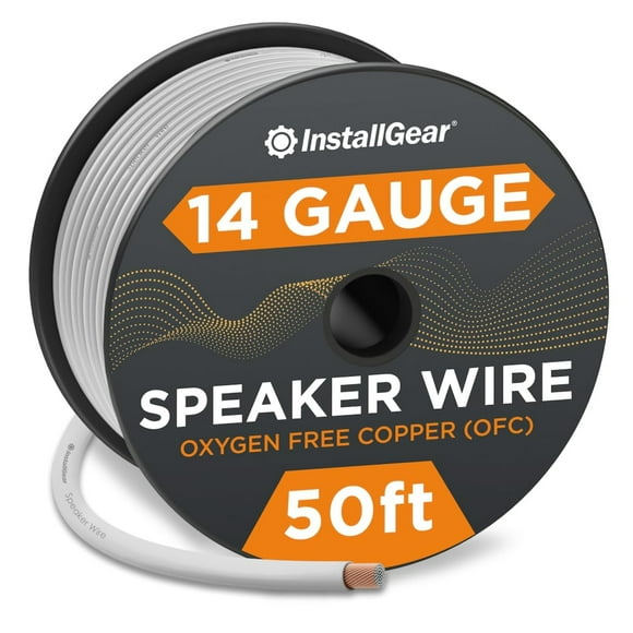 Cable de altavoz InstallGear calibre 14, OFC estañado, 15,2 m, blanco