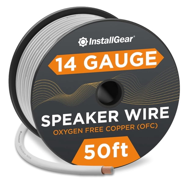 Cable de altavoz InstallGear calibre 14, OFC estañado, 15,2 m, blanco