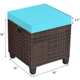 thumbnail image 3 of CHTER 2-Piece Patio Ottoman Set - Wicker Footstools, All Weather PE Rattan Ottoman with Removable Cushions, Square Footrest Seat, Outdoor Stools for Garden, Porch, Pouf Ottoman (Turquoise), 3 of 9
