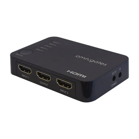 Omnigates 5x1 HDMI 1.4 Switch with Remote, Supports HDCP Repeater, 4K 3D, 2.97Gbps DTS-HD Dolby TrueHD DTS, Game Console, Blu Ray DVD Media Player HDTV 5 IN 1 (Best Hd Media Player India)