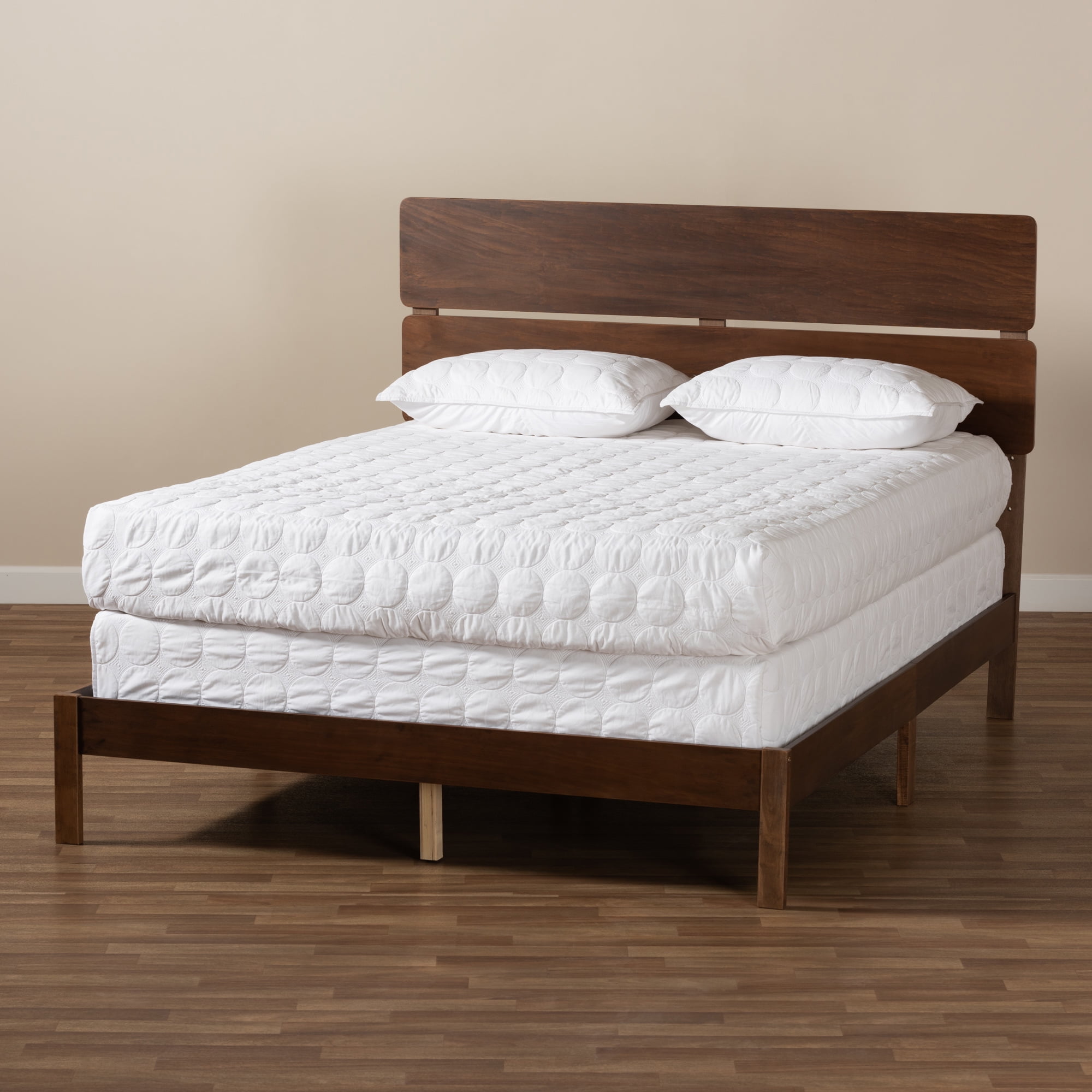 Baxton Studio Anthony Modern and Contemporary Walnut Brown Finished Wood Queen Size Panel Bed