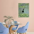 BROOKMAPLES Black Cat Wall Art Canvas Water Lilies Claude