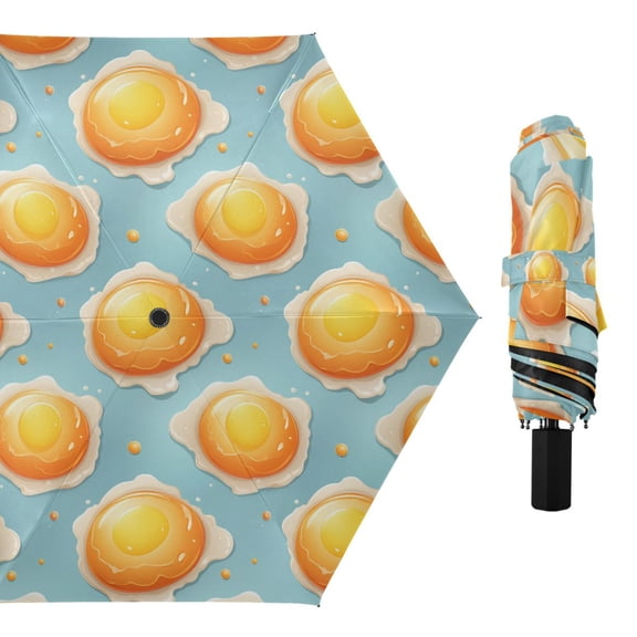 Cartoon Fried Egg Compact Sun Umbrella Windproof Travel Umbrellas for Rain Strong Portable UV Protection
