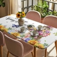 thumbnail image 3 of Spring Groundhog Table Cloths for 4 Foot Rectangle Tables, Watercolor Sunflower Botanical Butterfly Patio Waterproof Elastic Fitted Tablecloths, Washable Rectangular Table Cover for Camping, 3 of 8