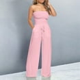 thumbnail image 2 of Women Solid Ruffle Lace Jumpsuit - Sleeveless, Lace Up, Medium Length, Straight Trousers, Polyester/Spandex, 2 of 6