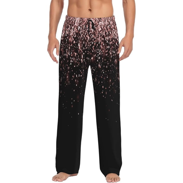 Fotbe Rose Gold Glitter1 Pantalones de Pijama para Hombre, Pantalones de Dormir, Pantalones de Casa con Cintura Ajustable y Bolsillos-3X-Large