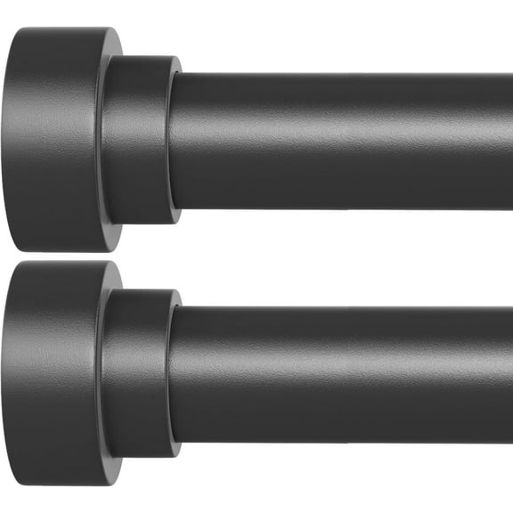 2 Pack Black Curtain Rods for Windows 32 to 150 Inch, Heavy Duty Curtain Rod Adjustable Length, 1 Inch Diameter Modern Decorative Curtain Rods(Black,32-150"-2 Pack)