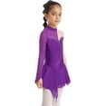 thumbnail image 3 of IEFIEL Girls Shiny Rhinestone Figure Skating Dress Long Sleeve Ballet Dance Gymnastics Leotard Dress Dancewear Purple 6, 3 of 7