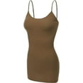 thumbnail image 2 of XT1002L Adjustable Spaghetti Strap Basic Long Cami Tunic Tank Top Plus Size Cocoa 3XL, 2 of 5