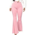 thumbnail image 3 of Capreze Ladies Denim Pants Solid Trousers High Waist Jeans Casual Skinny With Pocket Pink 2XL, 3 of 5