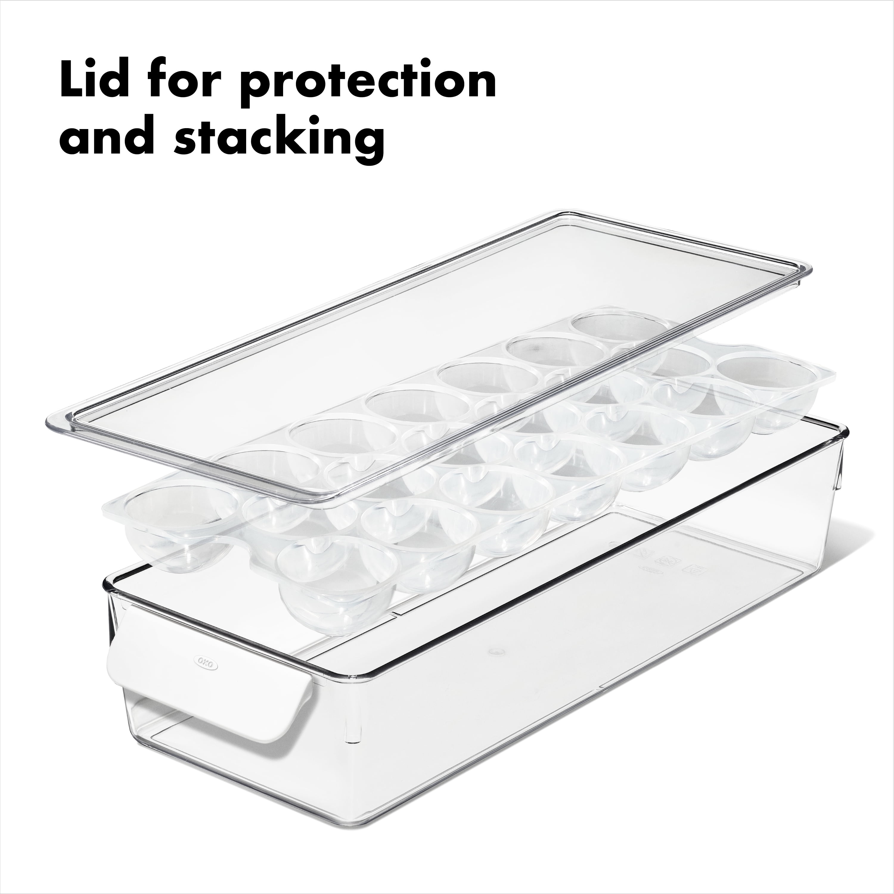OXO Refrigerator Organizer 20-Count Egg Container with Removable Tray, Clear