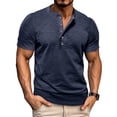 thumbnail image 2 of LUOGENLI Male T-shirts for Mens Male Spring Short Sleeve Solid Color Letter Stripe Stitching Short Sleeve Top Mens T-shirts Graphic Tees Funny Easter Blue XXL, 2 of 9
