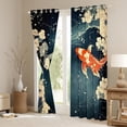 thumbnail image 3 of Feelyou Japanese Fish Child Blackout Curtains Set of 2 (52x84 Each), Tokyo Cherry Blossoms Window Curtains, Cartoon Animal Curtains and Drapes, Black Out Curtains Decor, 3 of 6